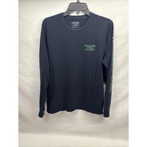 Abercrombie & Fitch Men's Medium, Black LS Shirt with Green Logos